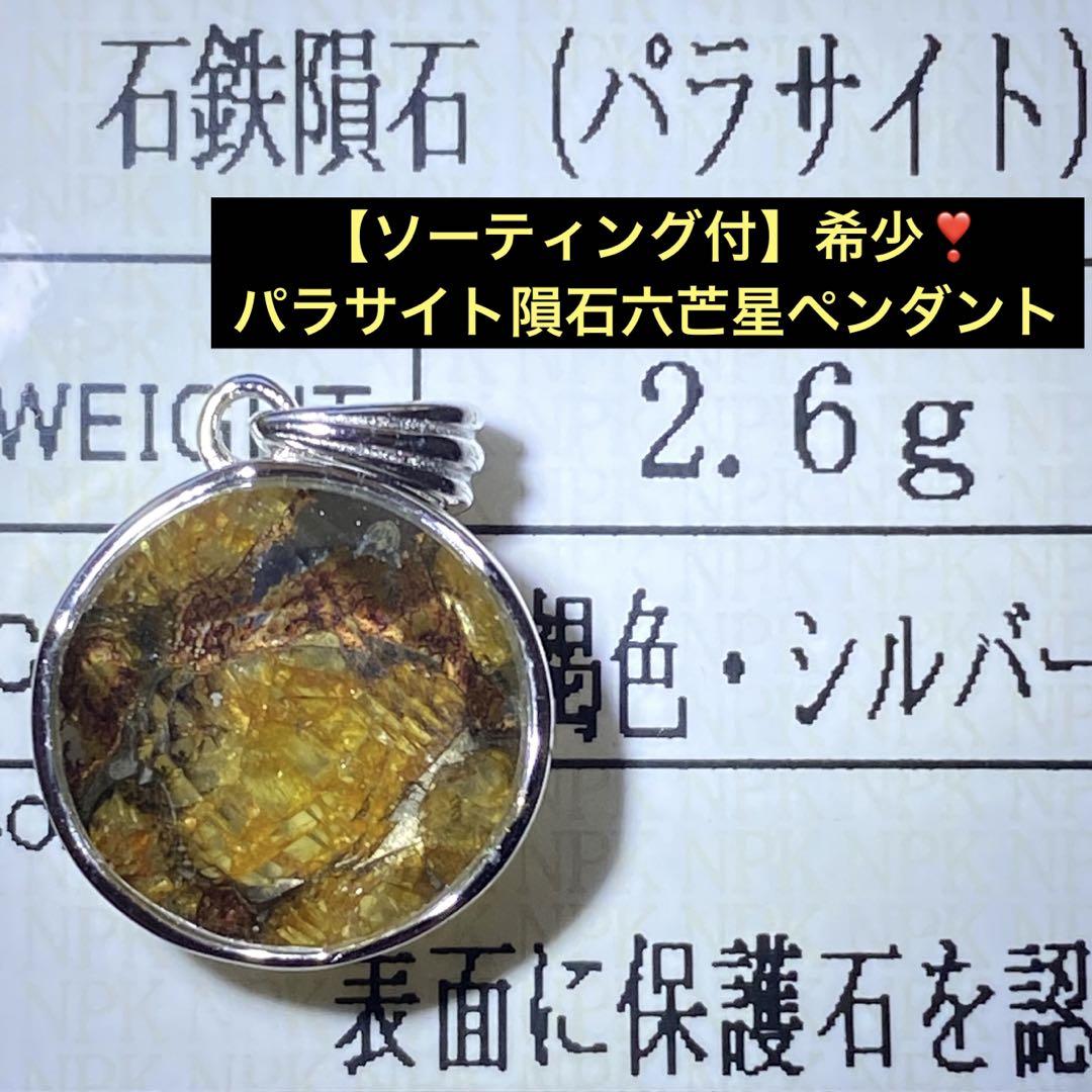 【ソーティング付】希少❣️パラサイト隕石六芒星ペンダント ソーティング付】希少❣️パラサイト隕石六芒星ペンダント