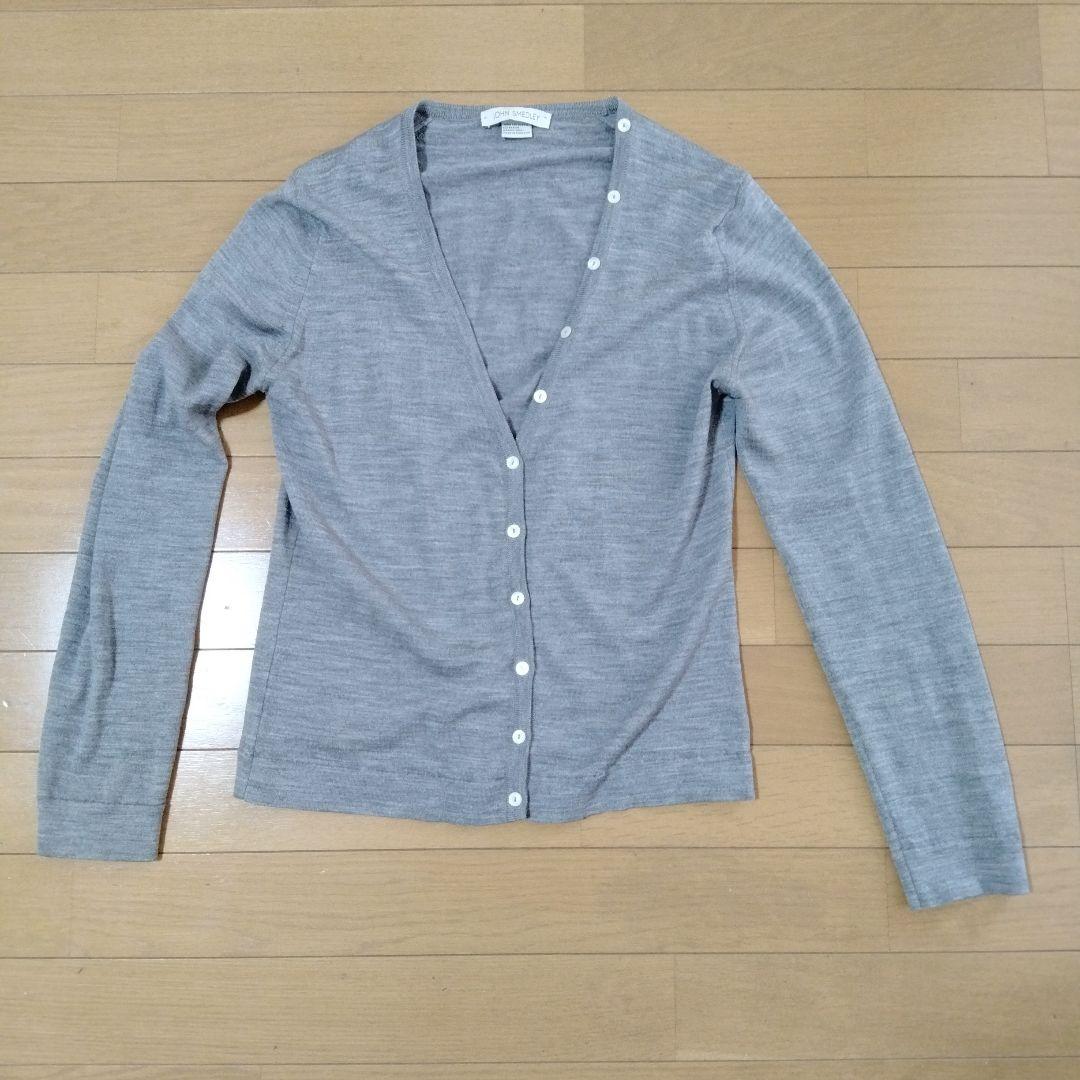 JOHN SMEDLEY グレー Vネックカーディガン M、ジョン・スメドレー