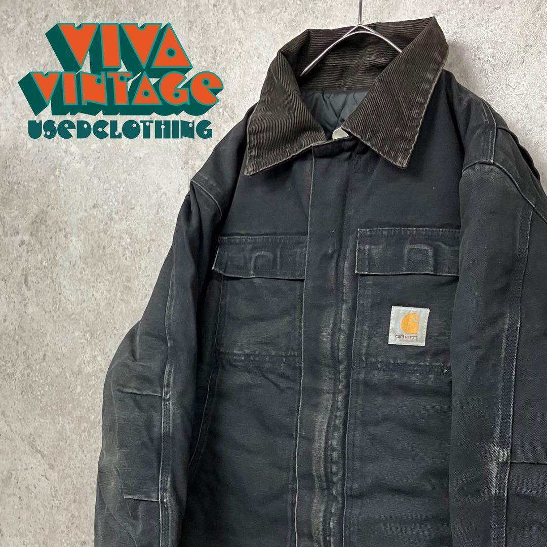 レア90s【古着】カーハート ダックジャケット ブラック メンズL