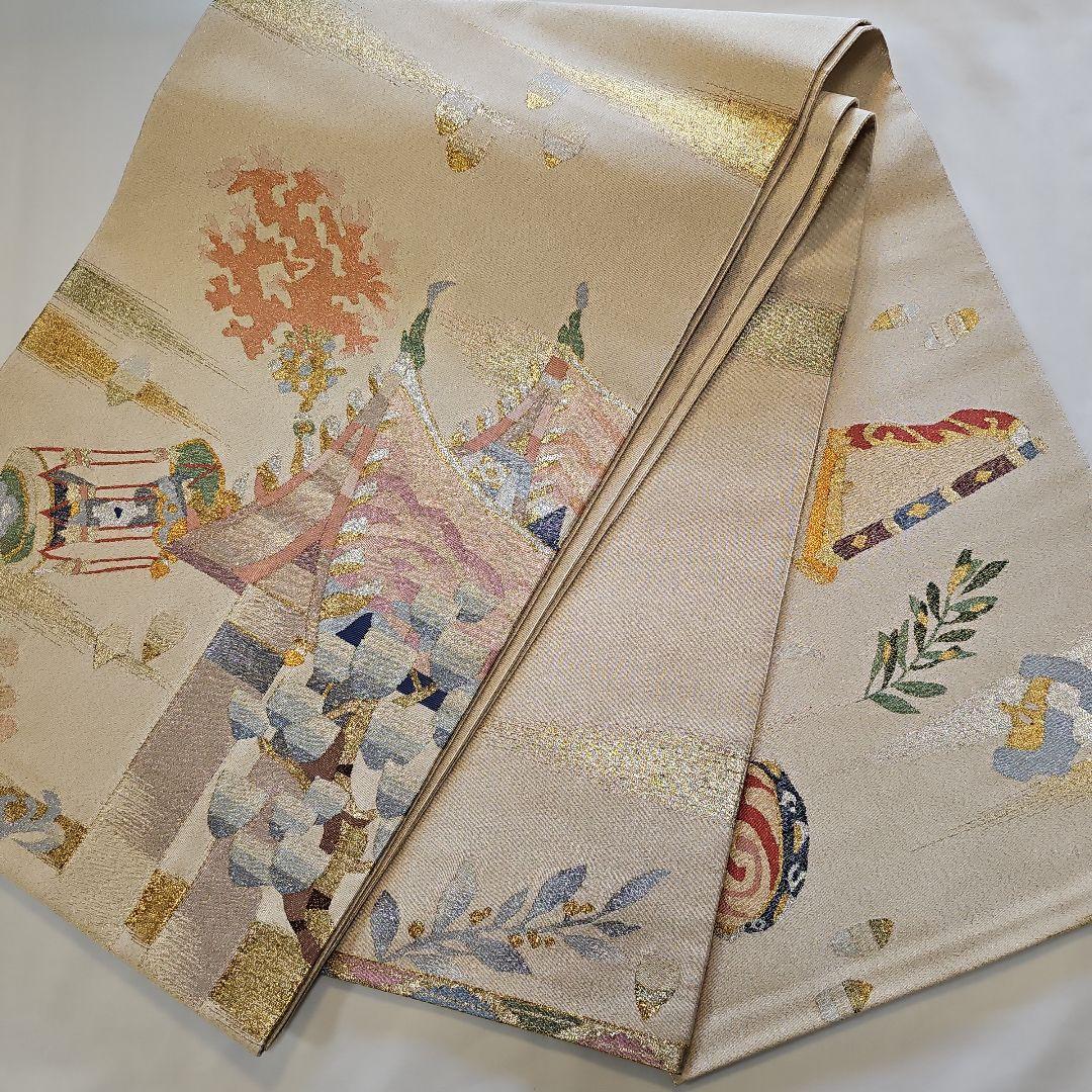袋帯☆山鹿清華☆綴れ織り☆作家物☆正絹☆お太鼓柄☆仕立て上がり☆逸品