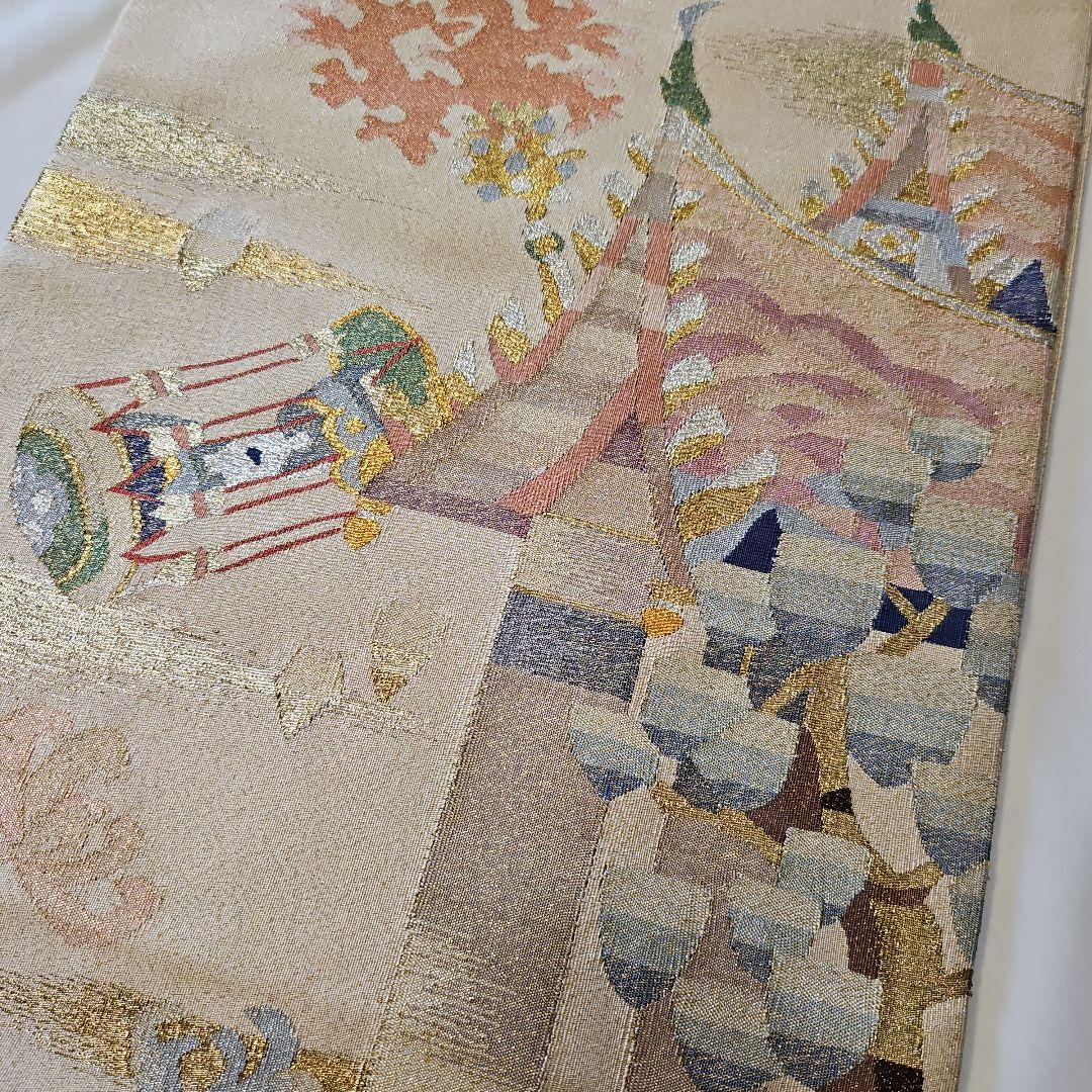 袋帯☆山鹿清華☆綴れ織り☆作家物☆正絹☆お太鼓柄☆仕立て上がり☆逸品