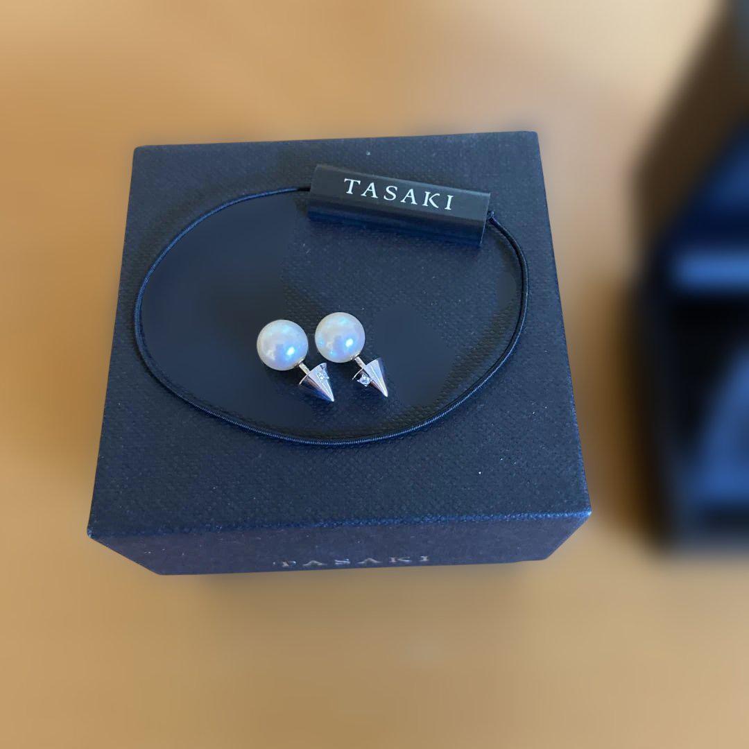 TASAKI ピアス　K 18w リファインドリベリオン　パール　ダイヤ付