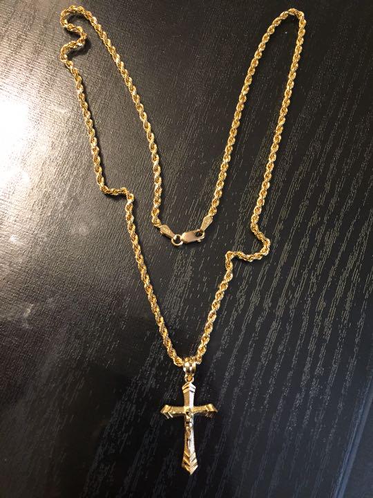 新品同様 国内未入荷 10k ジーザス クロス ペンダント トップ ネックレス