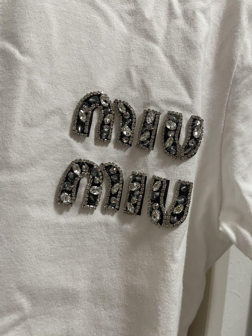 miu miu ストーン装飾 ホワイトTシャツ