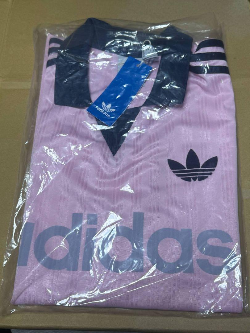 adidas ストライプ ポロシャツ 2XL ピンク