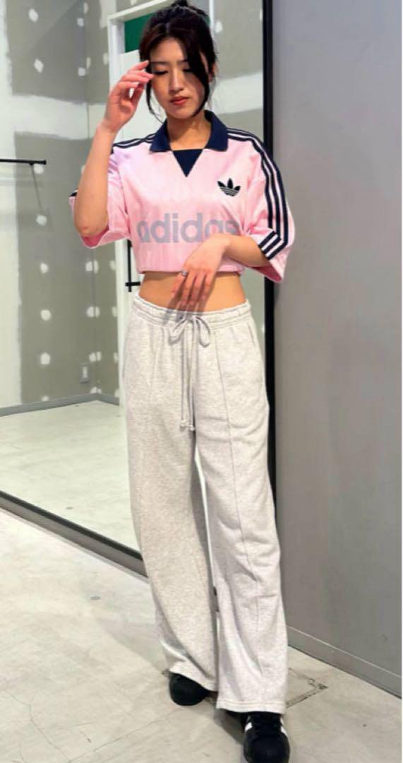 adidas ストライプ ポロシャツ 2XL ピンク