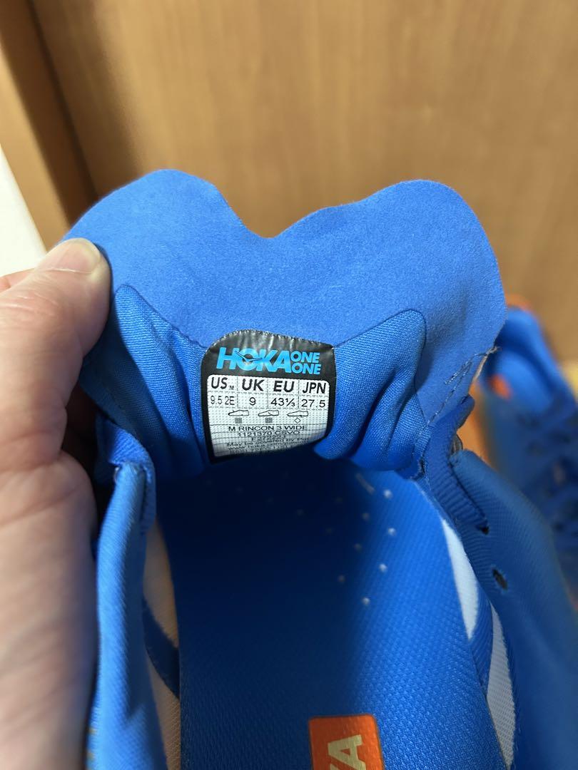 HOKA ランニングシューズ 青/オレンジ　リンコン3ワイド　27.5