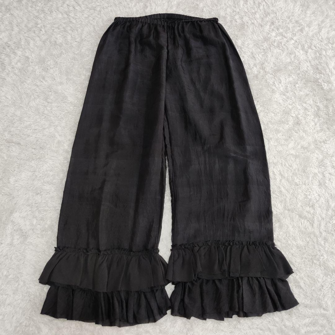 HOUSE OF LOTUS Silk pants frill black