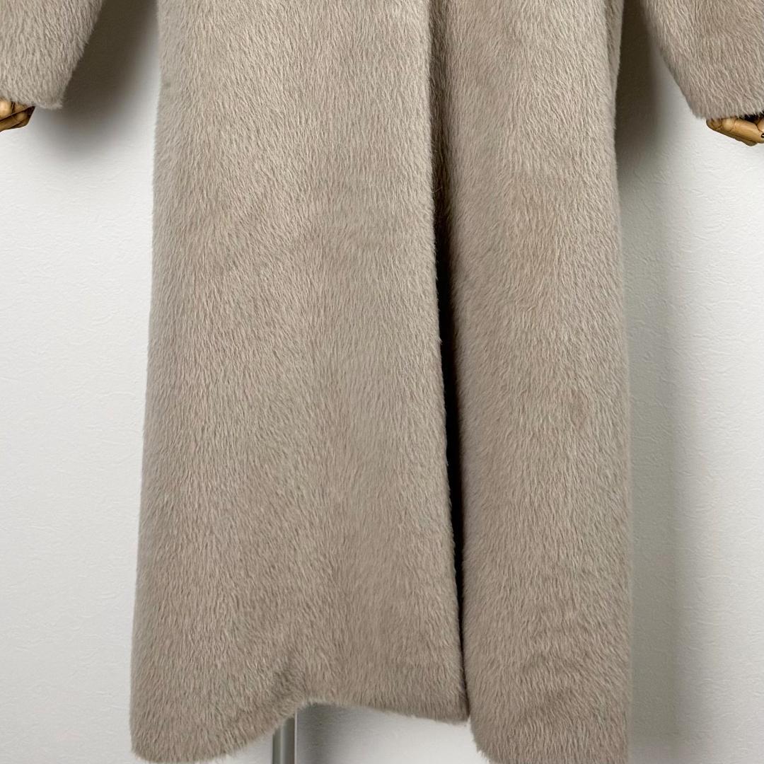 エブール ロングコート ノーカラー アルパカ混　ベージュ　ebure