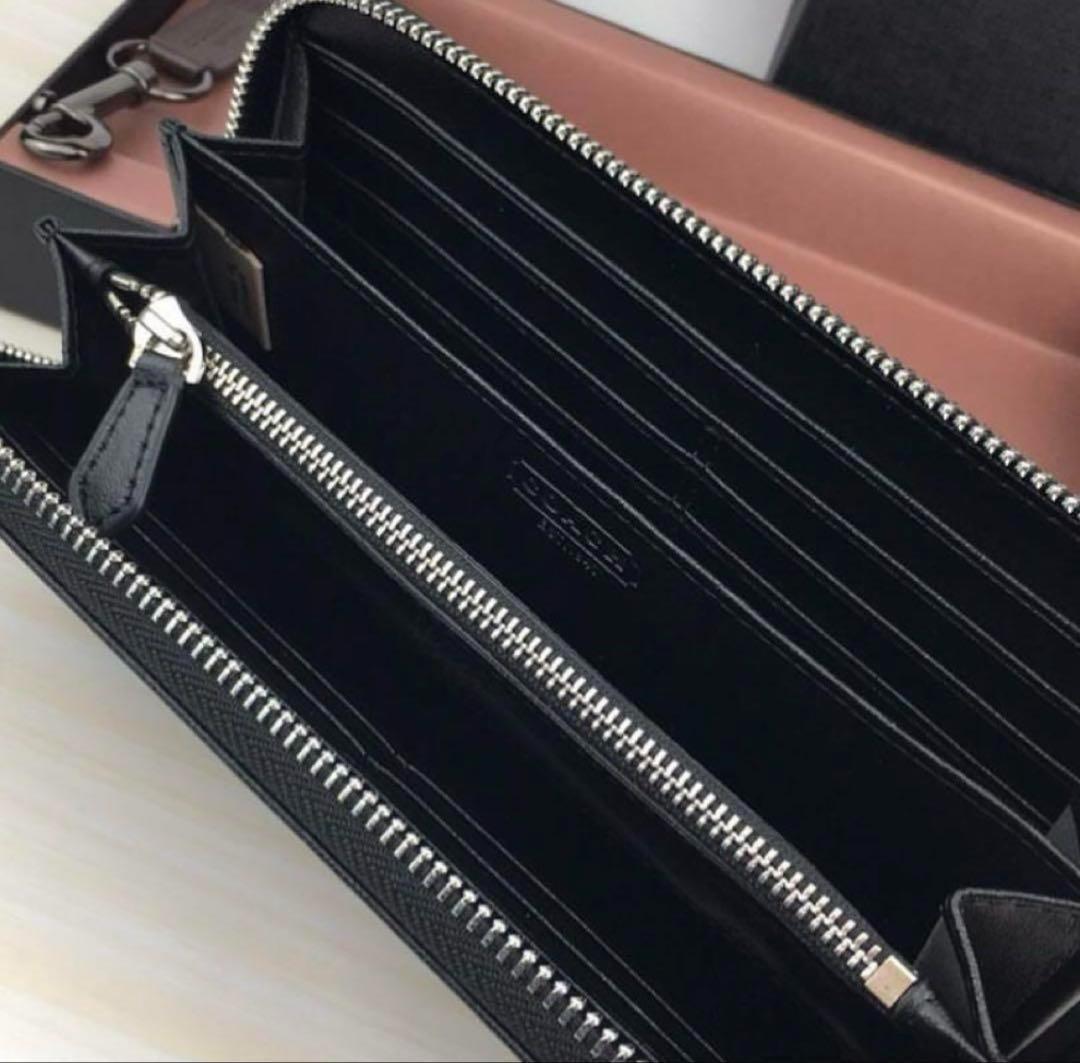 【新品】COACH コーチ 財布 ブラック エンボス加工 オプアート