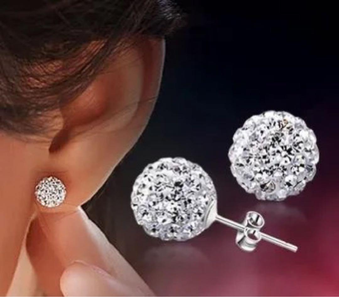 【あす楽対応】 051Ag【耳元華やか】ピアス ミラーボール 8㎜ CZダイヤ S925 アクセサリー