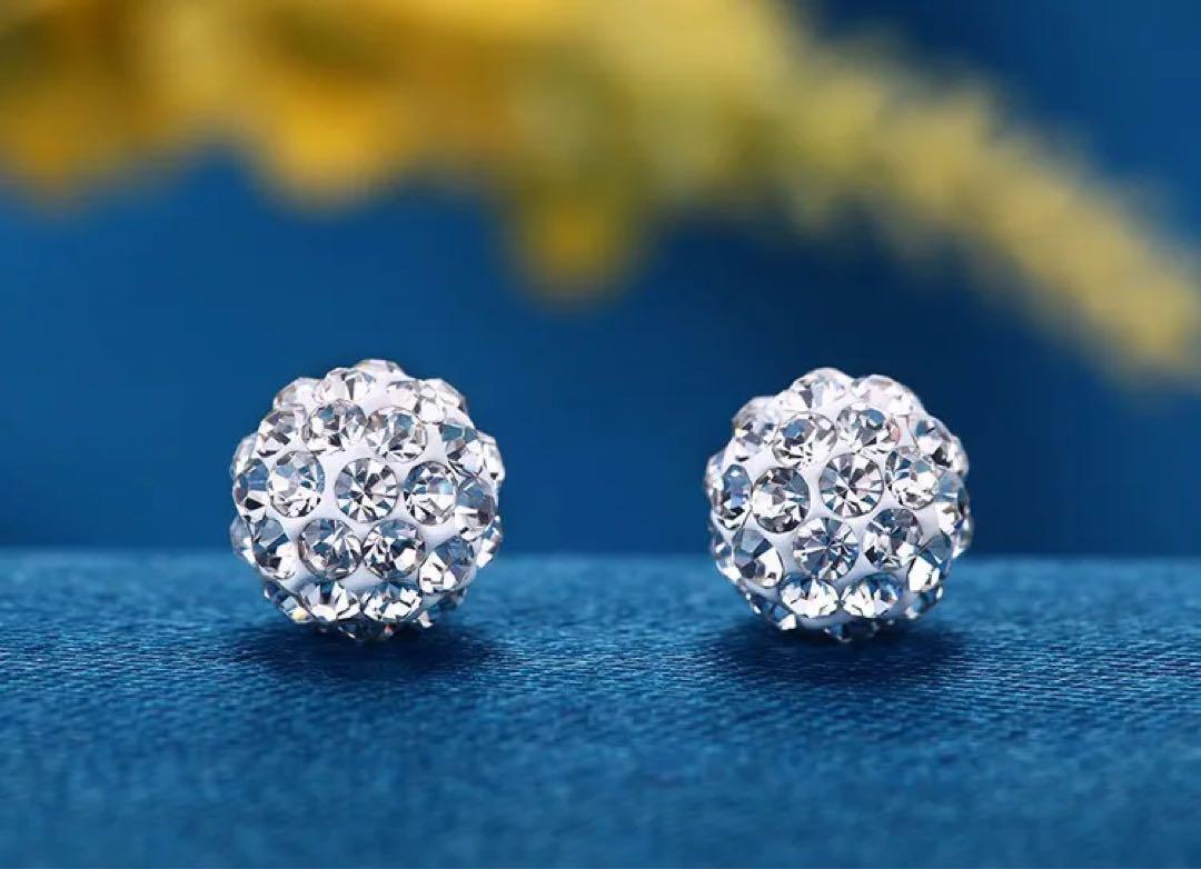 051A♦【パヴェダイヤ】ピアス　ミラーボール　8㎜　CZ　SV925　シルバー 051Ag【耳元華やか】ピアス ミラーボール 8㎜ CZダイヤ S925