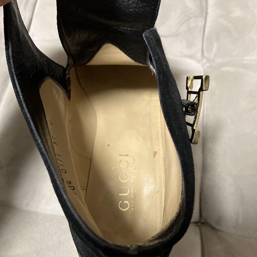GUCCI vintageItaly 製 モンクストラップ レザーショートブーツ
