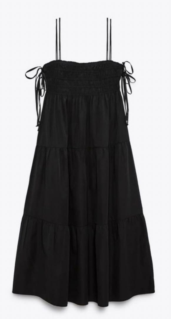 ZARAリボンポプリンワンピース リボンポプリンワンピース ZARA S - メルカリ