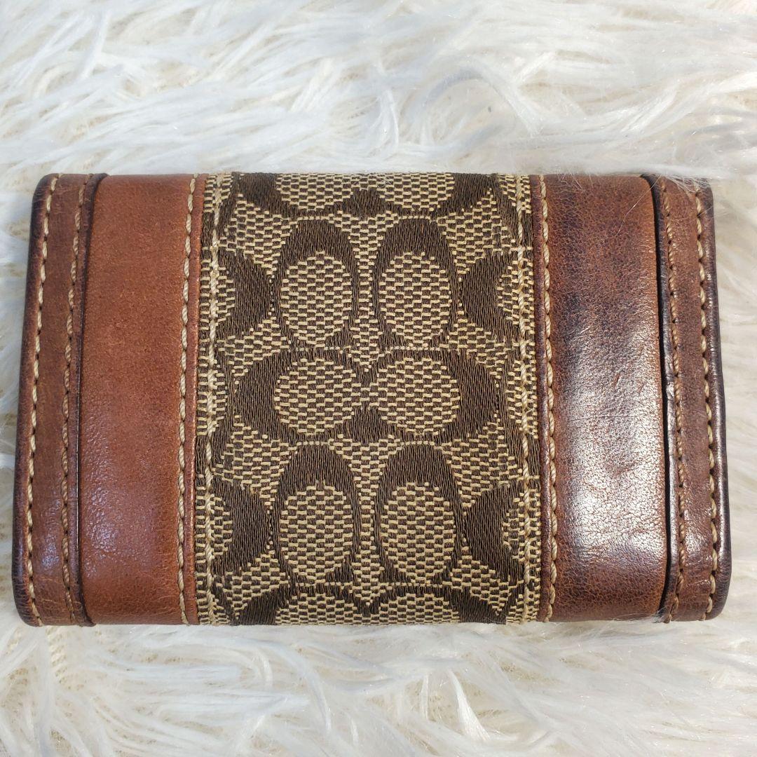 COACH コーチ キーケース 6連 シグネチャー総柄 レザー ブラウン