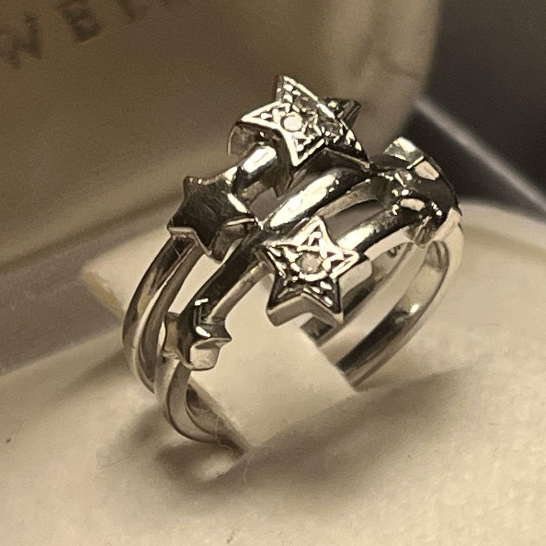 STAR JEWELRY 　星形デザイン　ピンキーリング　18K WG ダイヤ