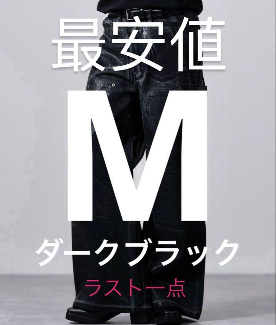 CLEL】特殊加工ダブルニーデニムパンツ ダークブラック Mサイズ