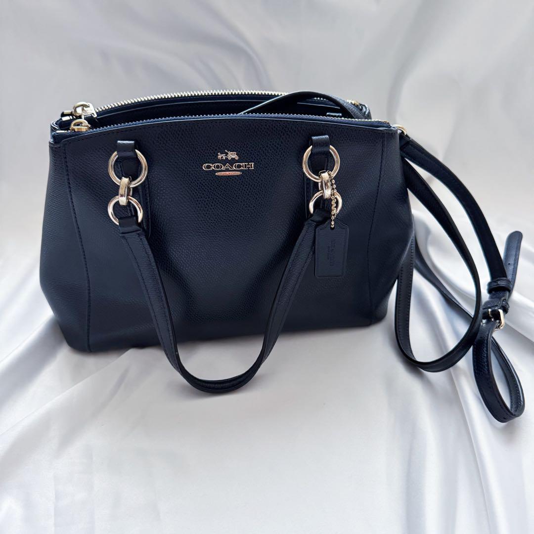 COACH ブラック 2way 濃紺 レザー ショルダーバッグ