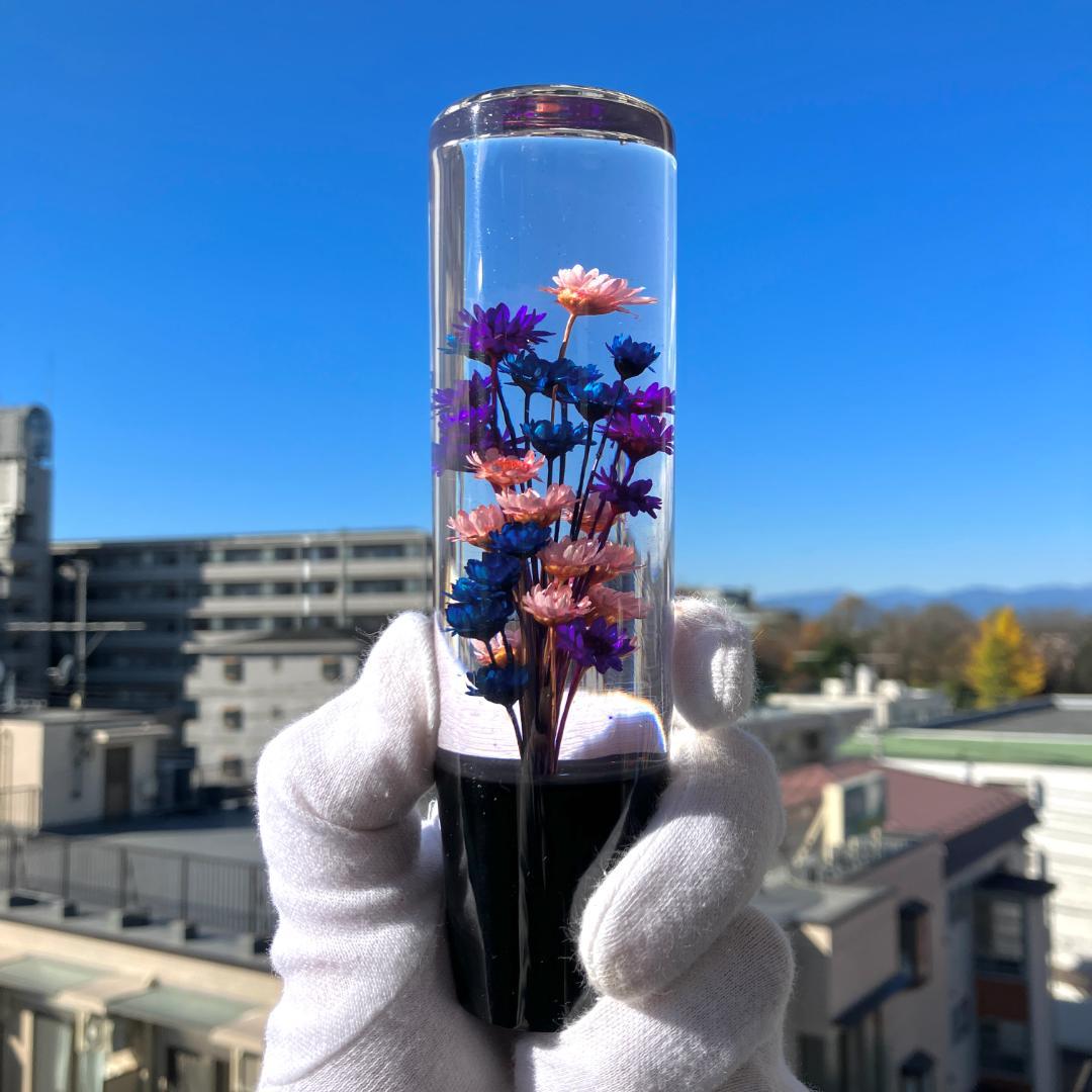 水中花シフトノブ 15cm 復刻版 AT MT 延長 華 旧車 昭和 レトロ 花 : ライフパレット 水中花 クリスタル シフトノブ ロング