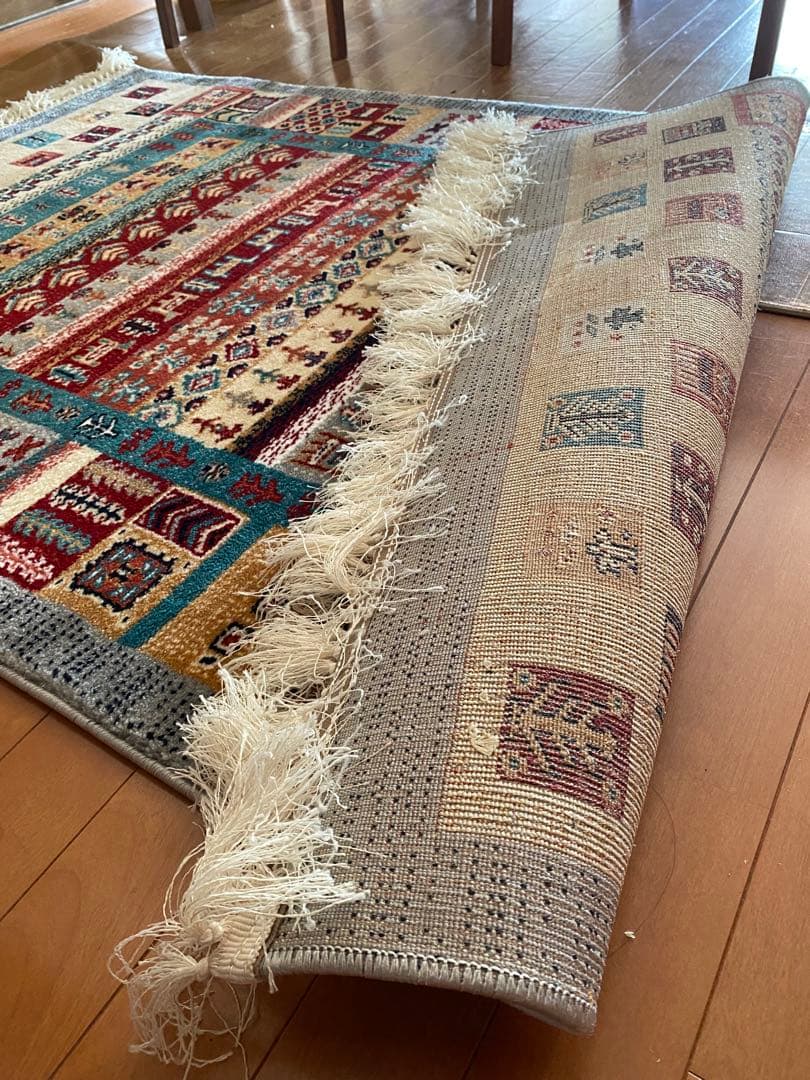 トルコ絨毯 約100cm x 150cm 青緑色のトルコ絨毯 約100cm x 153cm