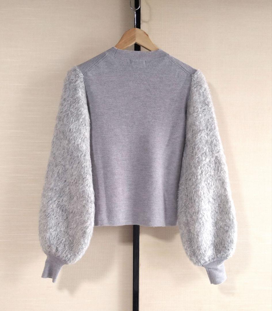 【ADORE　アドーア】モヘア混 ボリューム袖ニット　異素材　切り替え