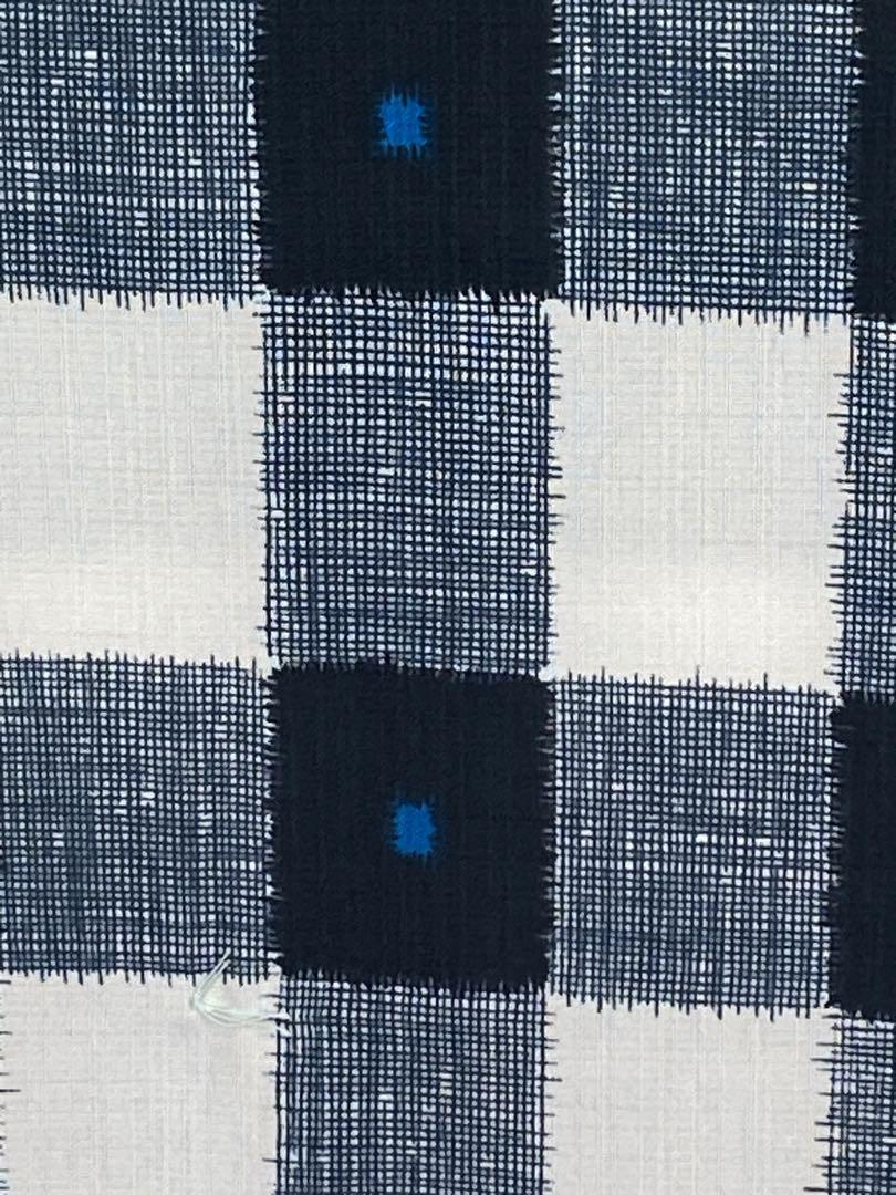 新品 東レ セオα 反物 452 ネイビー ホワイト 浴衣 格子