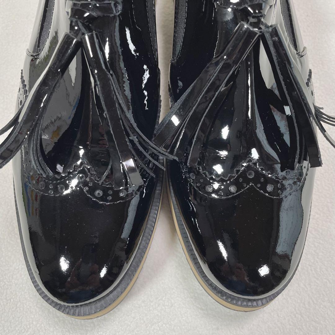 【極美品】ファビオルスコーニ エナメル タッセルローファー ウイングチップ 厚底 極美品】ファビオルスコーニ エナメル タッセルローファー
