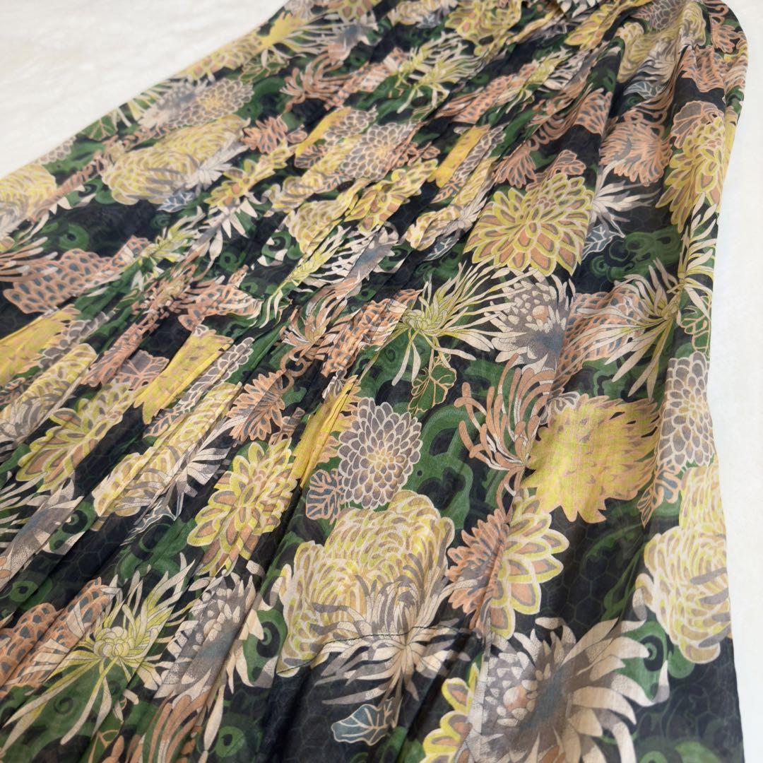 DRIES VAN NOTEN ロングワンピース フラワープリント ピンタック