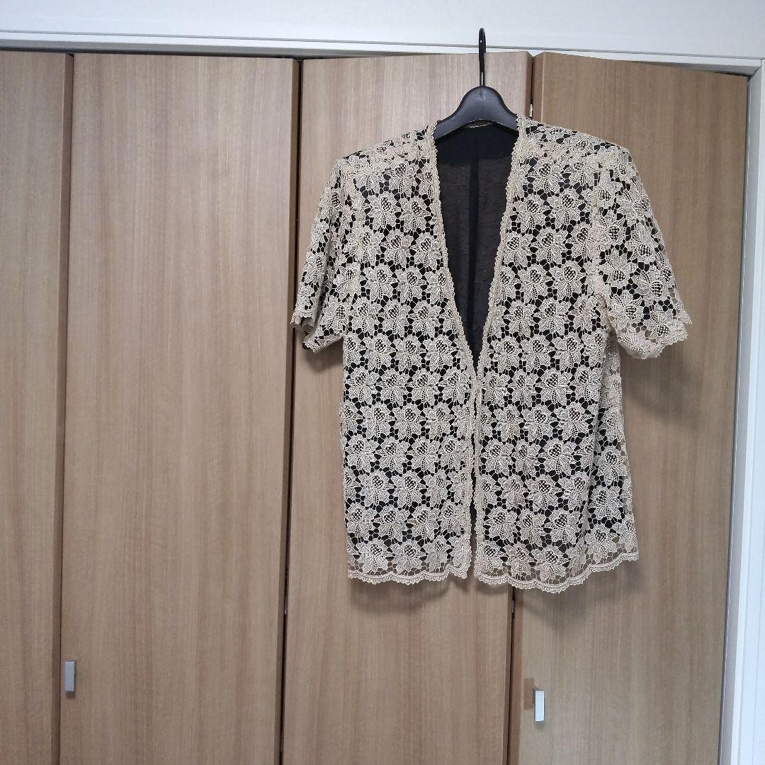 花柄レース 半袖カーディガン