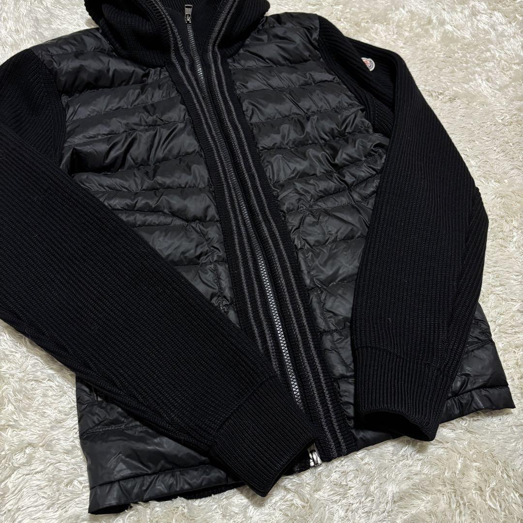 極美品✨ MONCLER ニット切り替え ダウン カーディガン ブラック