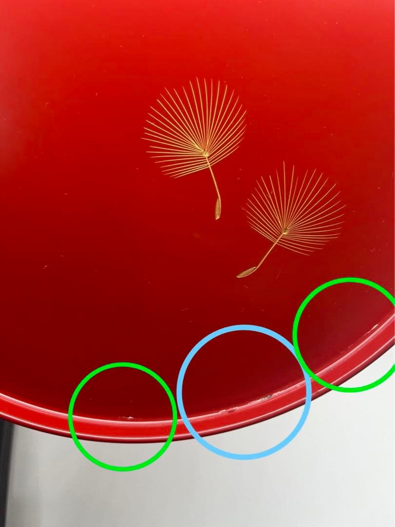 新作入荷!!】 No.132-2 漆器 丸盆 輪島塗 朱塗り飛び花沈金 食器