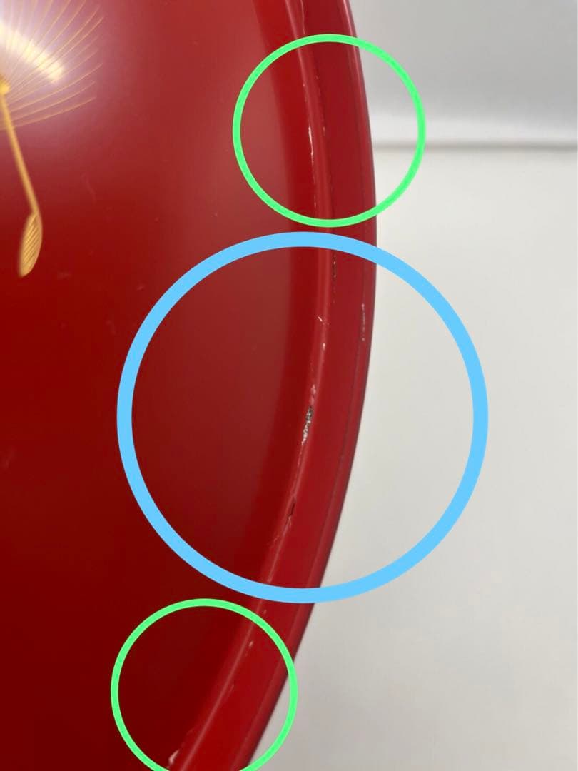 新作入荷!!】 No.132-2 漆器 丸盆 輪島塗 朱塗り飛び花沈金 食器