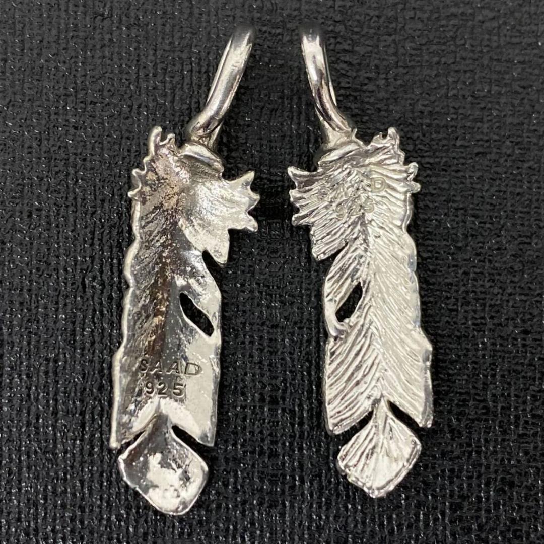美品 SAAD シルバー 925 フェザー ペンダントトップ 2枚セット