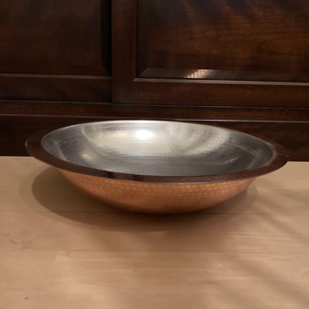 未使用品 銅製 うどんすき鍋 直径38cm