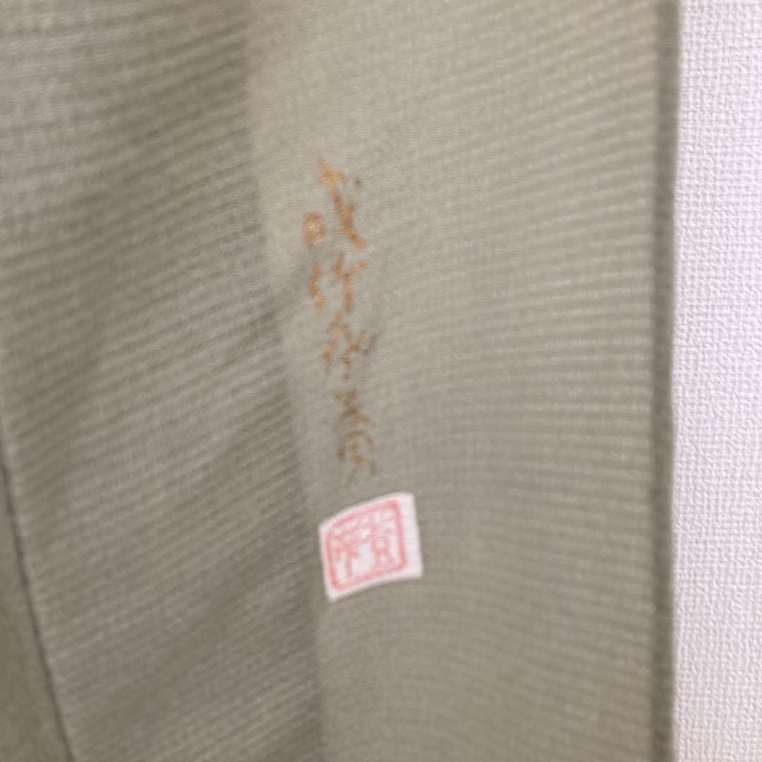 夏着物 作家物 絽縮緬 色味の良い 紋無し 色無地 正絹 T-5951