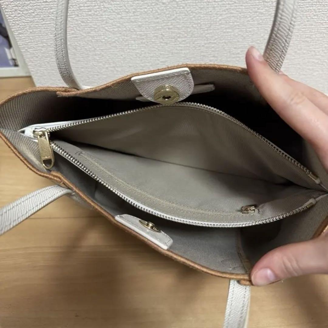 【美品】FURLA ハンド バッグ VITTORIA キャンバス 革 レザー