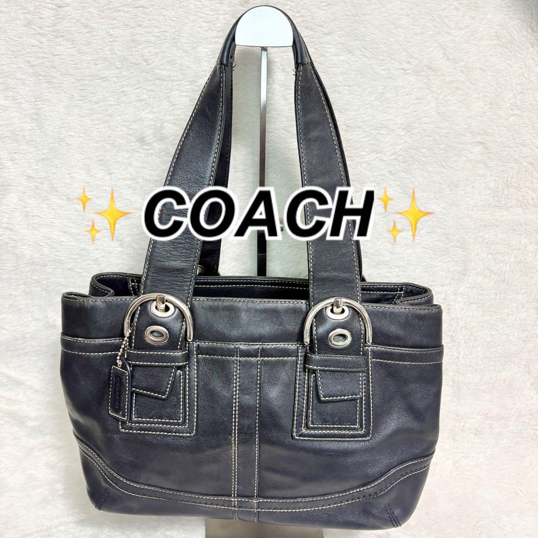COACH トートバッグ F10911 コーチ COACHトートバッグ 腕掛け レザー ブラック ステッチ