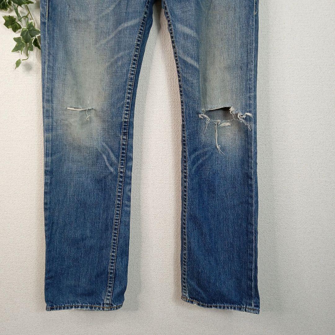【LEVI'S】Levi's502クラッシュデニム メンズw32 L32 ブルー