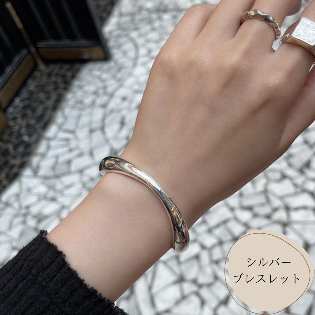 【925刻印有り】シルバー925 バングル ブレスレット シンプル バングル ブレスレット シルバー 刻印 S925 カーブ シンプル