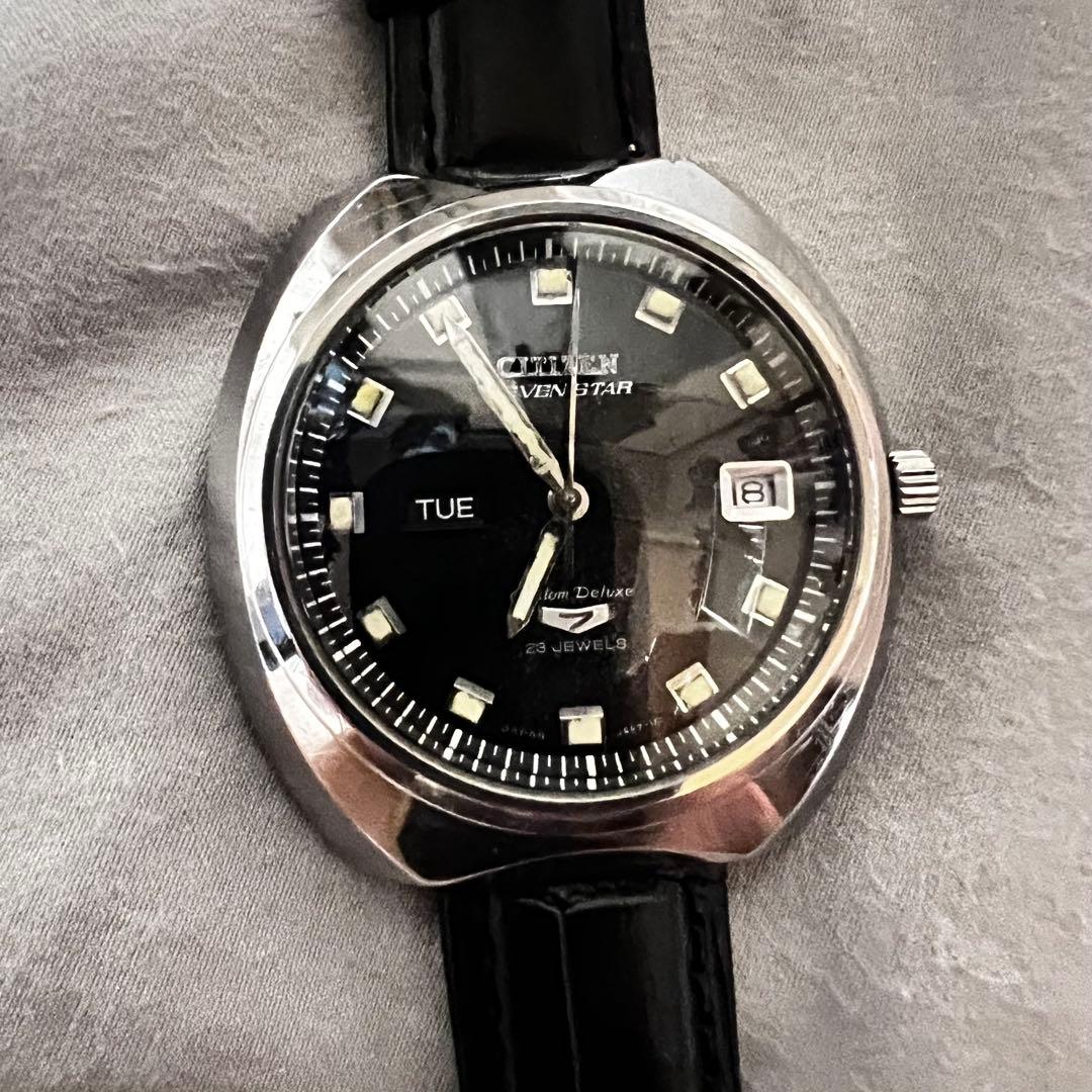 美品稼働1968年代物 希少ビンテージ時計ブラック DX custom7 美品稼働1968年代物 希少ビンテージ時計ブラック DX custom7