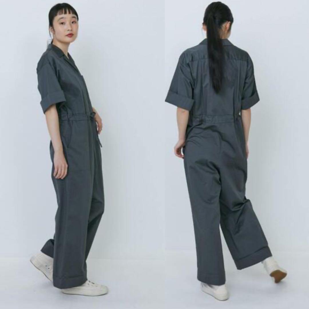 美品◇LOISIR 定3.7万 洗える コットンリネンスラブサテンオールインワン