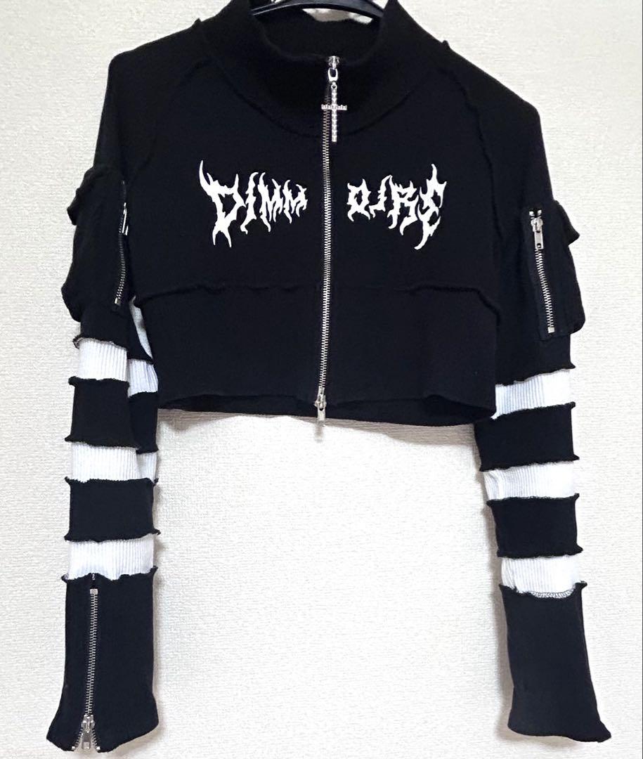 dimmorire zip up クロップトップス stripe