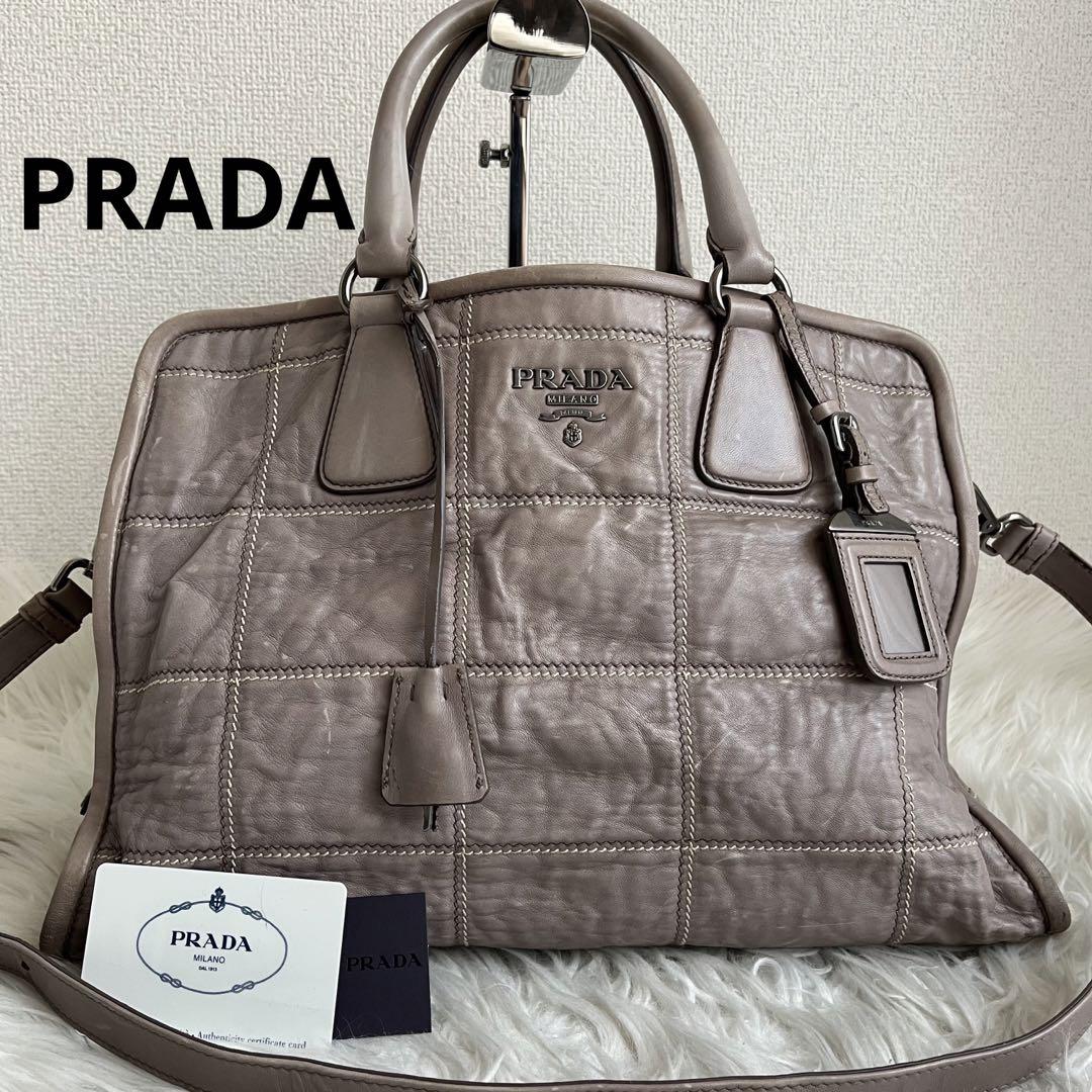 品揃え豊富で ✨激レア✨ PRADA グレー 2way ハンドバッグ 肩掛け