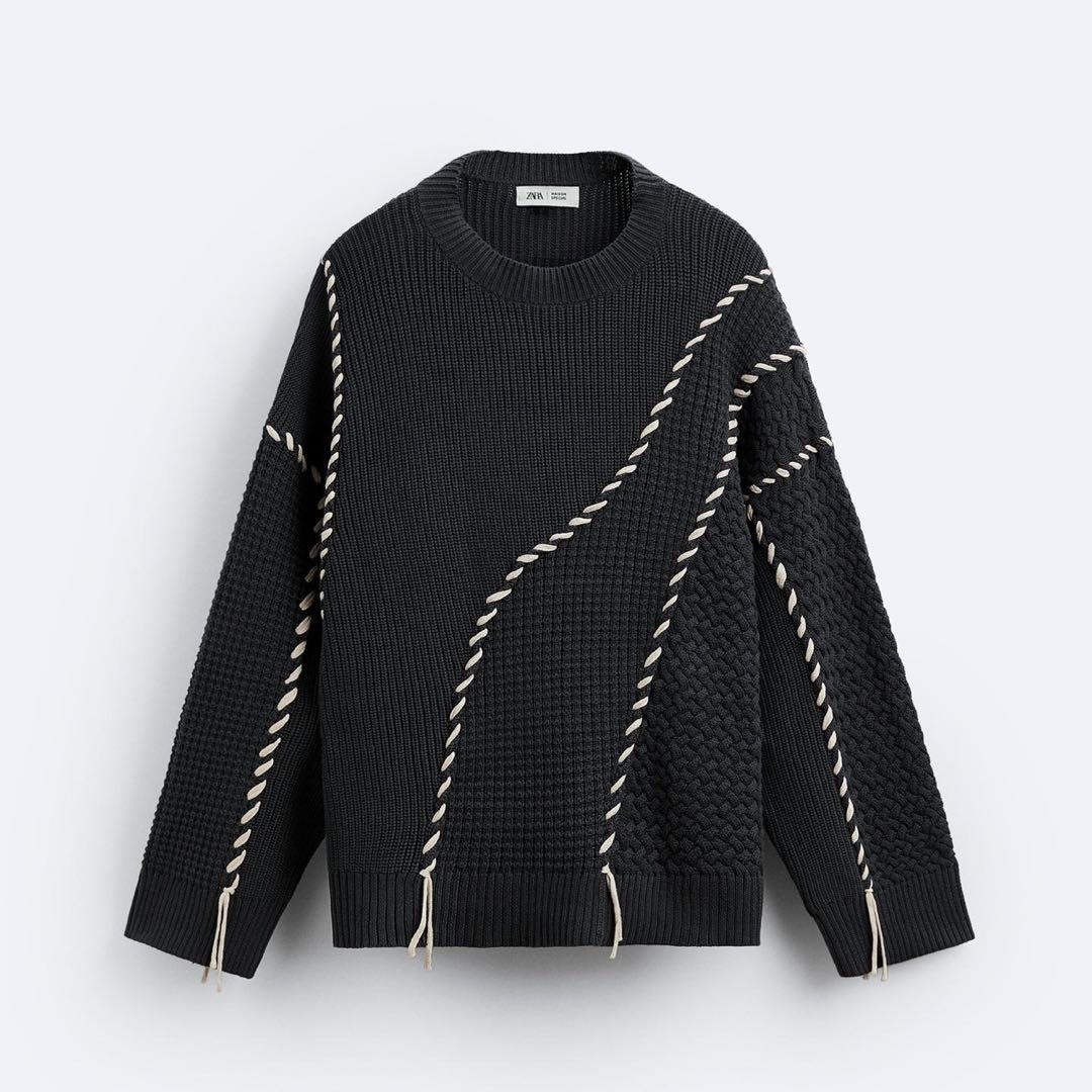 【新品】 ザラ　メゾンスペシャル　ニット　ステッチ　コントラストステッチニット