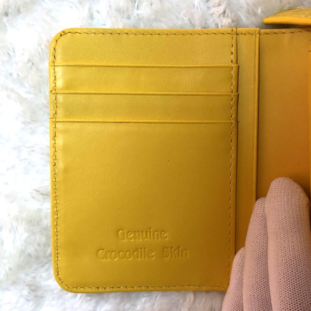 クロコダイル シャムワニ 二つ折り財布 イエロー
