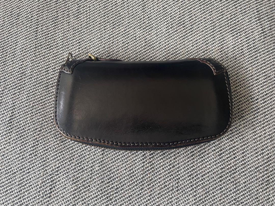 黒 レザー 長財布 ジッパー付き