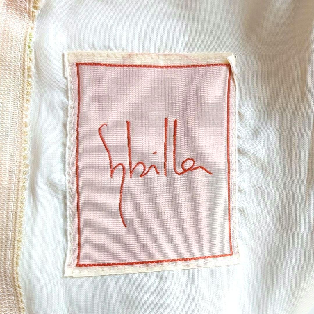 美品✨シビラ　ロングワンピース　ボタニカル　シフォン　フレア　タック　M　日本製