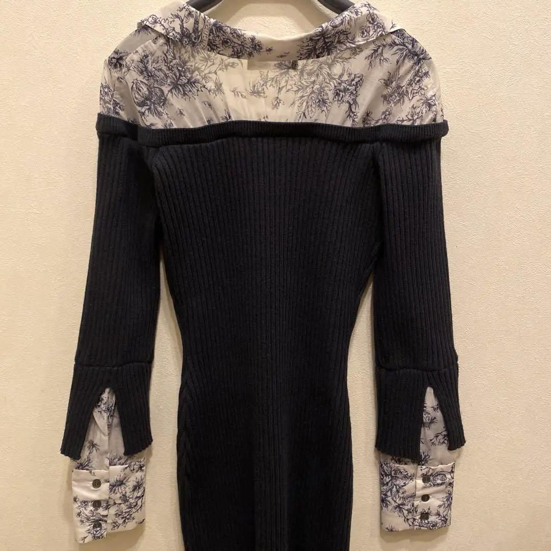 【極美品】SNIDEL スナイデル　オフショルダー　シャツ　ワンピース　ネイビー