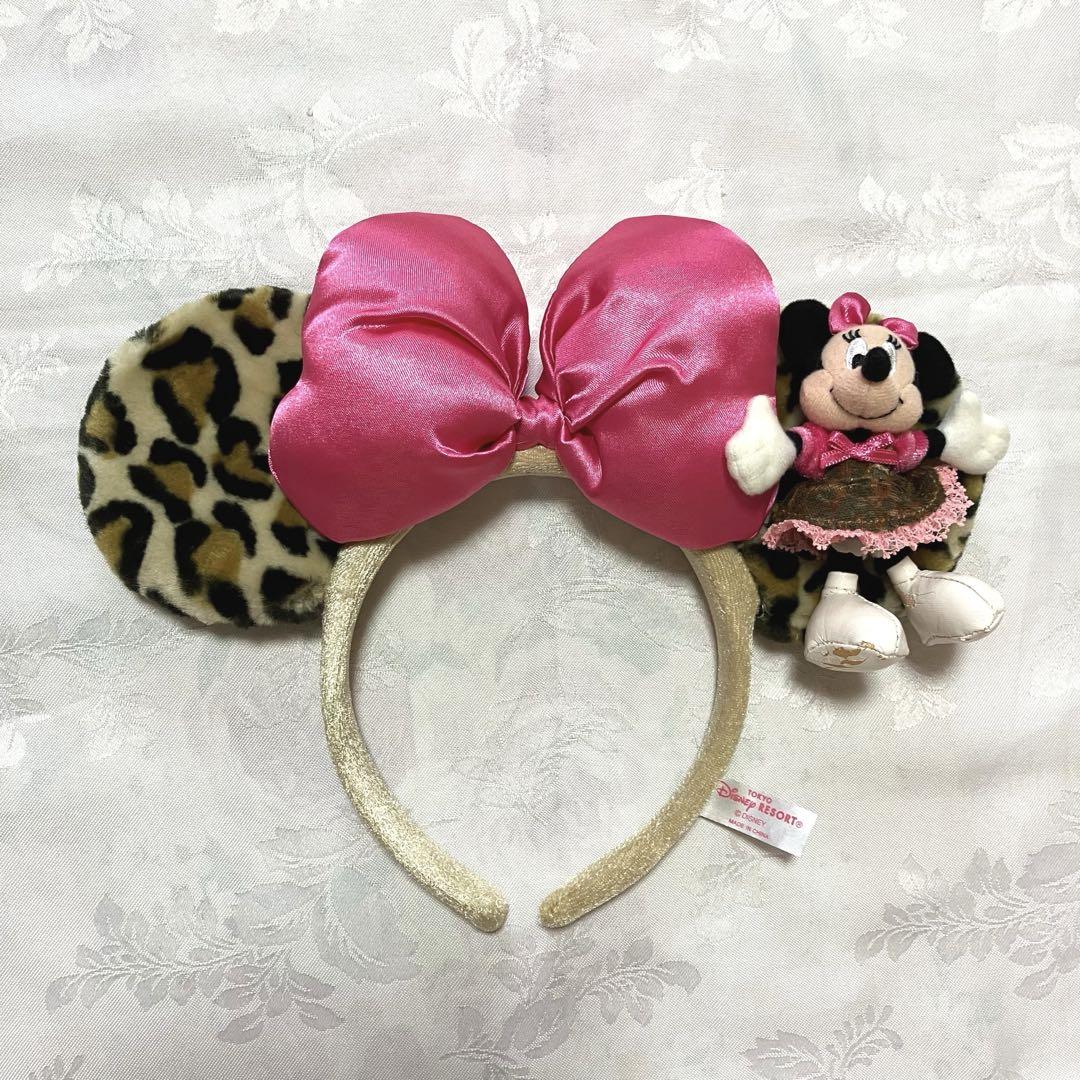ディズニーカチューシャ ヒョウ柄 ミニー セット ブラウン