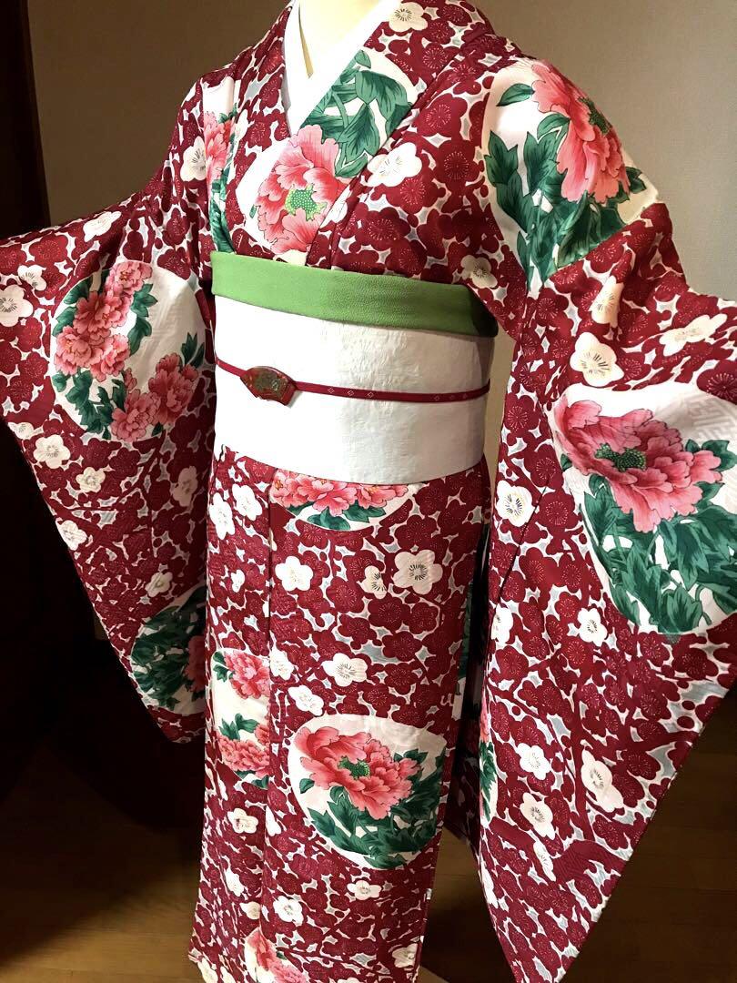 福袋 昔着物 アンティーク 大正ロマン レトロ 希少 絹 赤系 はんなり 着物・浴衣